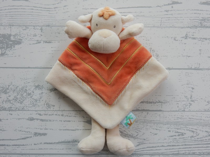 Premaman doudou knuffeldoek velours ecru oranje hond