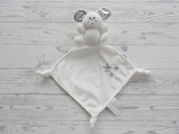 Tiamo knuffeldoek velours wit zilver bloemetjes Muis
