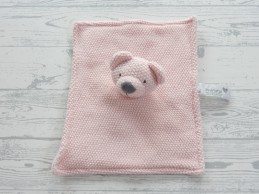 Prenatal knuffeldoek velours gebreid roze beer buddy