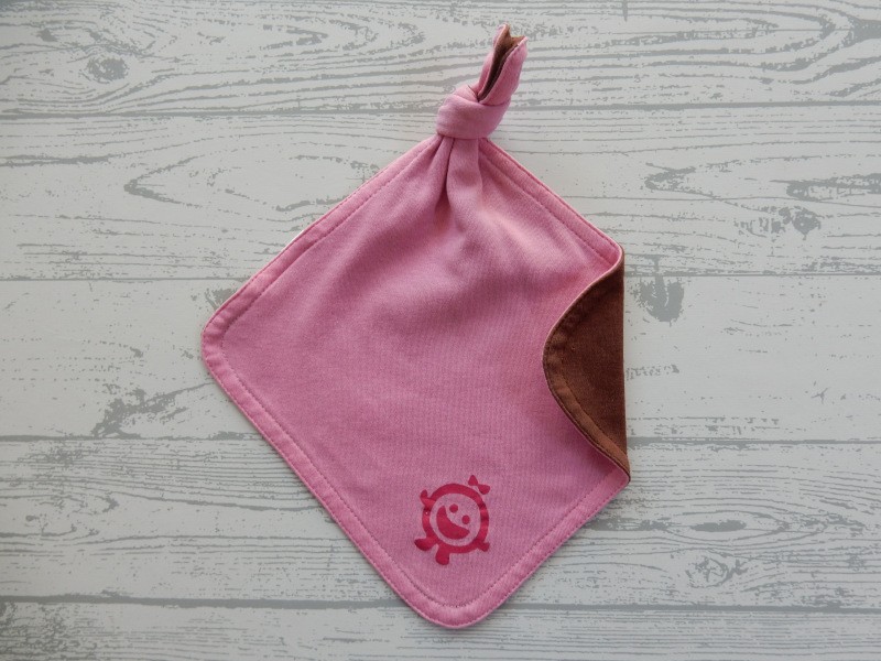 Peas knuffeldoek tricot roze bruin koppoter