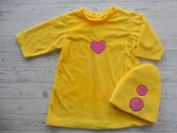 Bumba verkleedpak verkleedkleding velours geel roze 1 maat