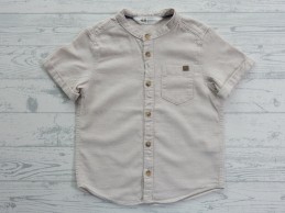 H&M overhemd met halsboordje korte mouw lichtbeige maat 98