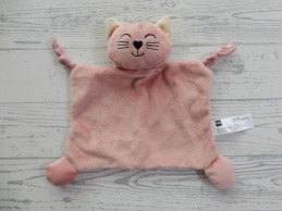 Hema knuffeldoek velours oudroze wit stippen kat
