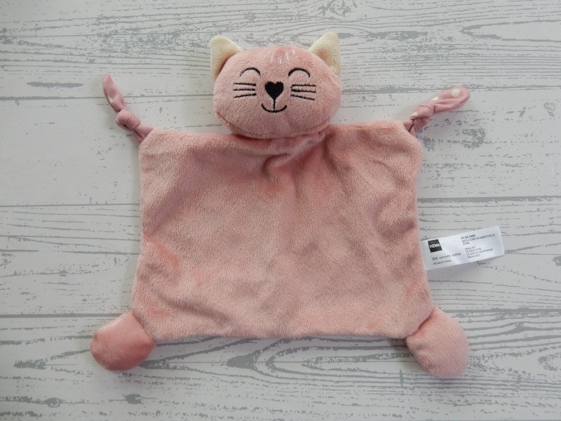 Hema knuffeldoek velours oudroze wit stippen kat
