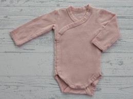 Romper lange mouw overslag roze zalmroze maat 44