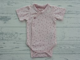 Dirkje romper korte mouw overslag roze paars kruisjes maat 44