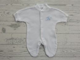 Niccolas B jumpsuit boxpakje wit lichtblauw ooievaar maat 44