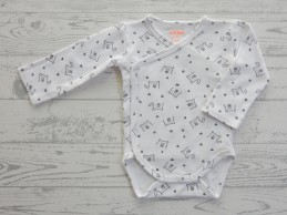 Hema romper lange mouw overslag wit zwart driehoek beren