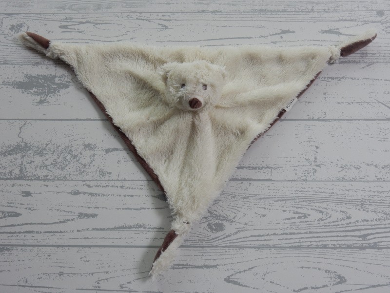 Happy Horse knuffeldoek velours wit bruin driehoek beer