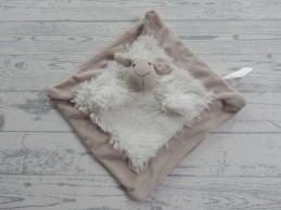 Knuffeldoek velours wit beige vierkant schaap