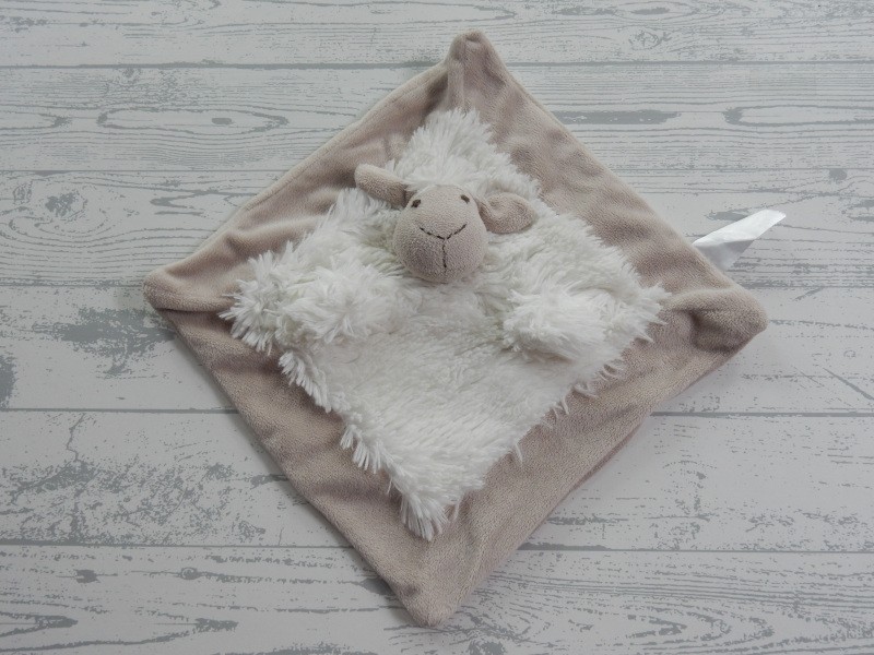 Knuffeldoek velours wit beige vierkant schaap