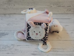 Sauthon activiteiten kubus velours katoen roze bloemetjes Miss Fleur de Lune