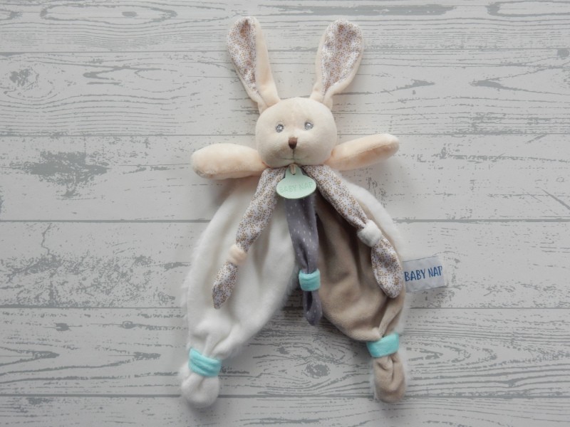 Baby Nat knuffeldoek velours doudou lapin Poupi nature konijn
