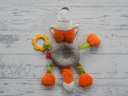 Sigikid knuffel rammelaar velours knisper oranje bruin vos