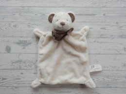 Nicotoy knuffeldoek vierkant velours wit bruin suede borduur konijn