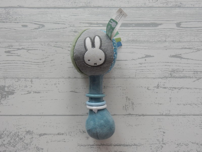 Nijntje balrammelaar velours blauw lichtgroen groen ringen leeuw