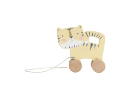 Little Dutch houten trekdier met wielen geel Tijger