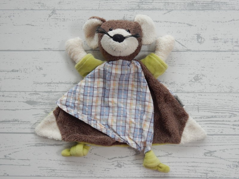 Sterntaler knuffeldoek velours bruin wit groen mause Maxi
