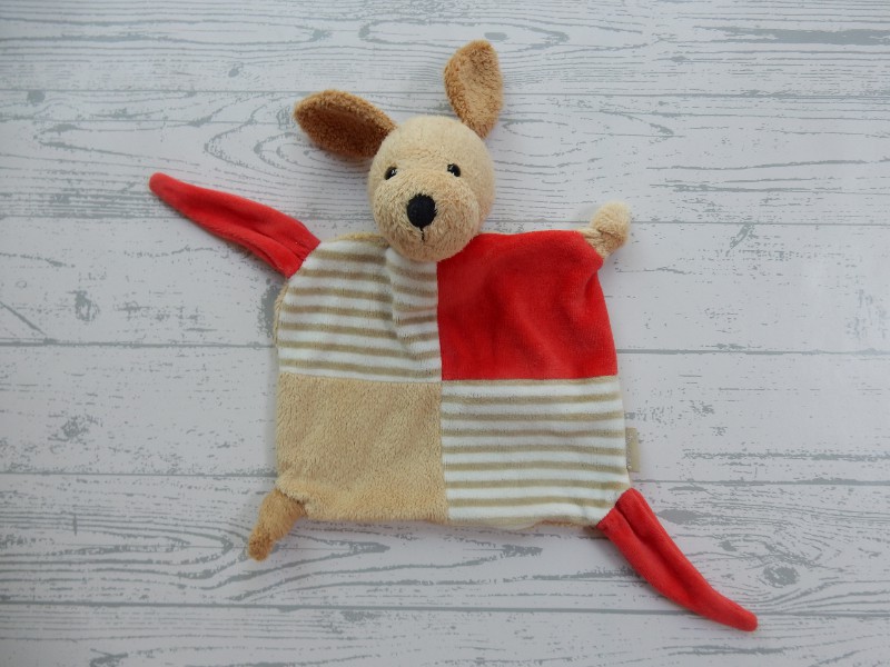 Sterntaler knuffeldoek velours beige bruin rood Hond Hanno