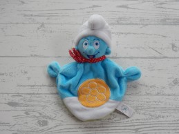 Smurfen Peyo knuffeldoek velours blauw wit bloem 2011