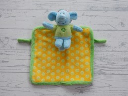 Prenatal Okide knuffeldoek velours groen geel stippen olifant