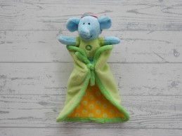 Prenatal Okide knuffeldoek velours groen geel stippen olifant