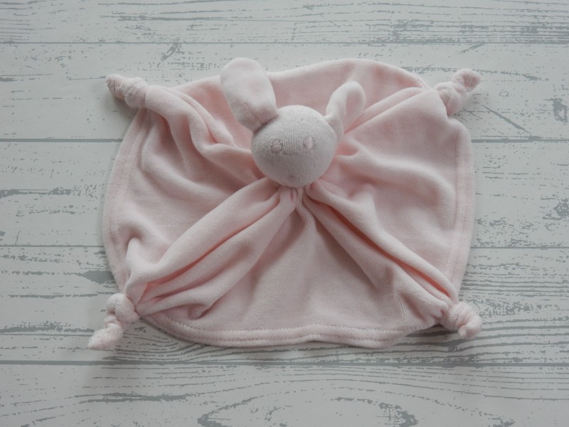 La Petite Couronne knuffeldoek velours roze konijn