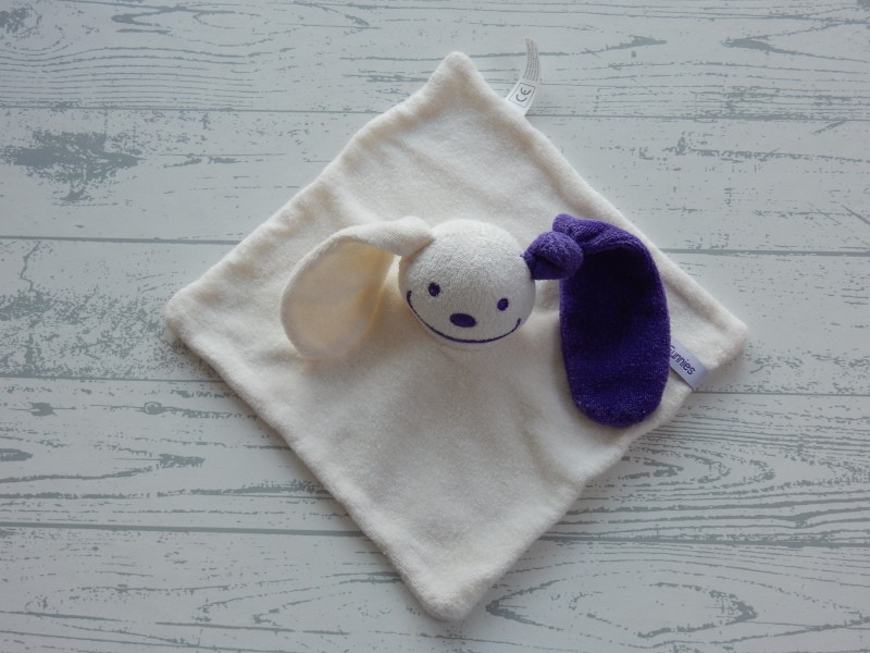 Funnies knuffeldoek badstof ecru paars Konijn