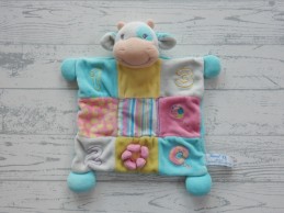 Tiamo knuffeldoek velours blauw cijfers bloem Koe