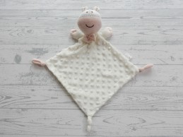 Interbaby knuffeldoek ecru beige bolletjes lichtroze ezel koe