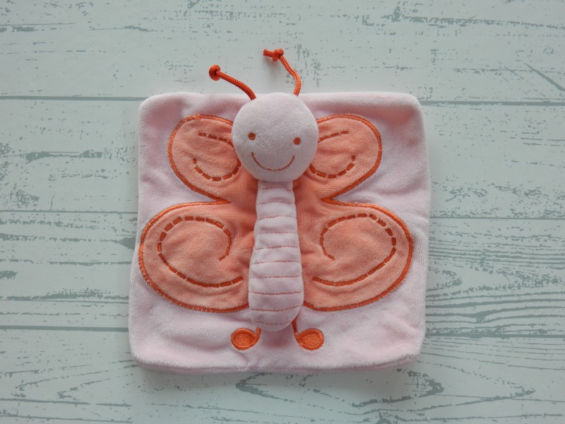 Difrax knuffeldoek knuffellap velours roze vlinder Babette