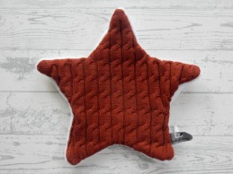 Baby's Only knuffeldoek velours gebreid kabel bruin brique ster