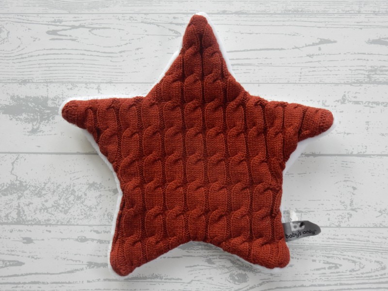 Baby's Only knuffeldoek velours gebreid kabel bruin brique ster
