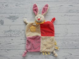 Baby Luna knuffeldoek velours geel roze rood konijn