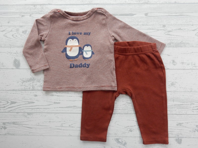 Baby Club pyjama set bruin pinguin I love my Daddy maat 62-68