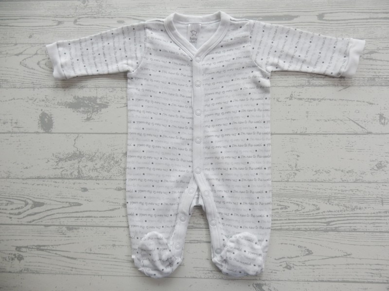 Baby Club jumpsuit wit grijs I'm New to the World maat 56