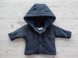 Newborn winterjas jeans spijkerstof blauw teddy maat 50