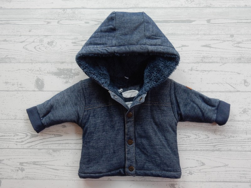 Newborn winterjas jeans spijkerstof blauw teddy maat 50