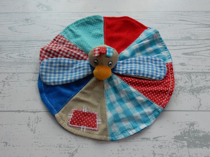 Lief! Lifestyle knuffeldoek badstof beige blauw rood tuttle Duck Blue