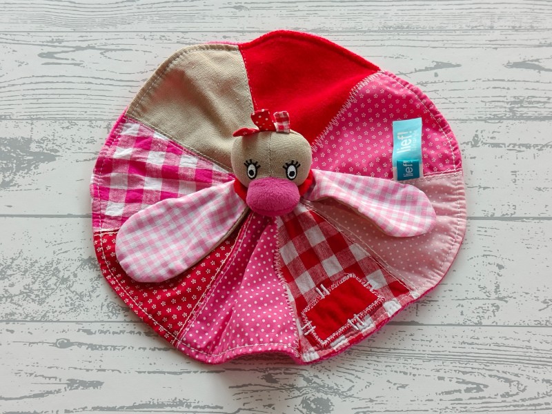 Lief! Lifestyle knuffeldoek badstof beige roze rood tuttle Duck Pink