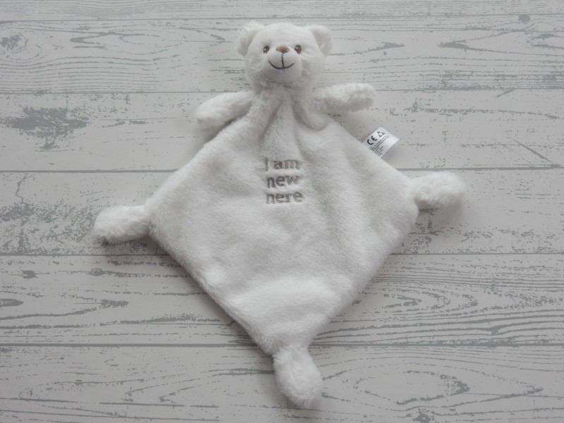 Nicotoy knuffeldoek velours wit beer I am New Here