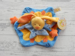 Baby Luna knuffeldoek velours geel blauw sterren konijn