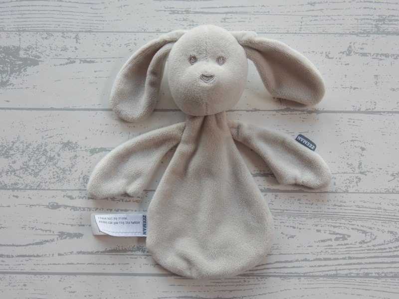 Zeeman knuffeldoek knuffellap velours grijs konijn