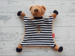 Sigikid knuffeldoek velours bruin donkerblauw gestreept ocean Otto