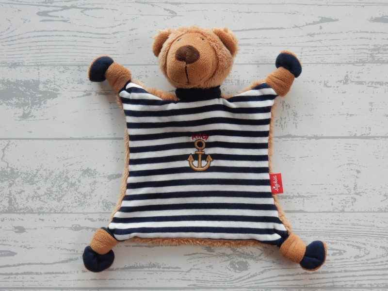 Sigikid knuffeldoek velours bruin donkerblauw gestreept ocean Otto