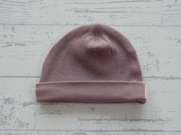 Hema baby mutsje ribstof paars 1 maat