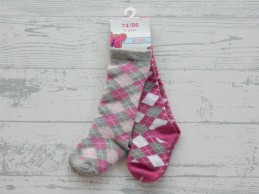 Frendz 2 paar kniesokken grijs roze ruit maat 74-86