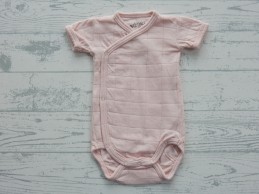 Lodger romper korte mouw overslag solid roze maat 56