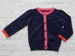 Hema babyvest gebreid donkerblauw roze oranje maat 68