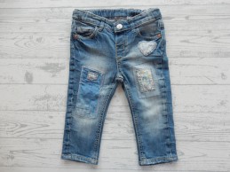 H&M jeans spijkerbroek blauw stof patches maat 74